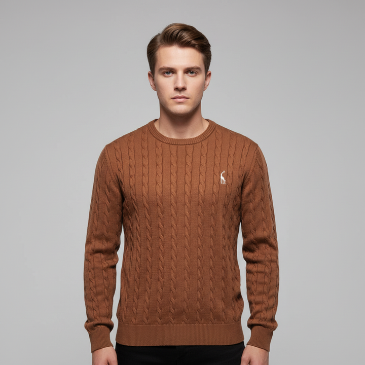 Pull Homme Col Rond Torsadé Coton Mélangé