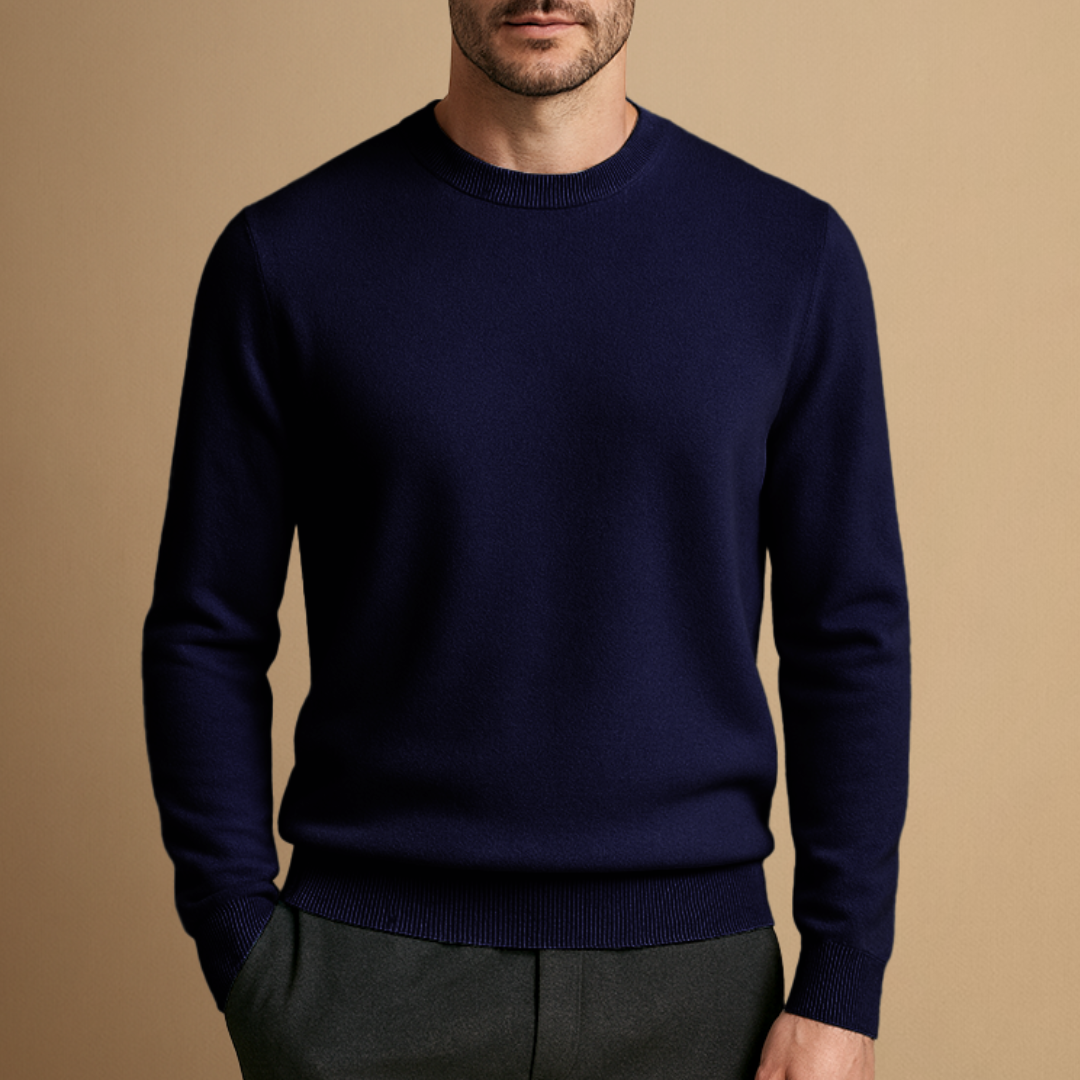 Pull Homme Col Rond Laine Mélangée