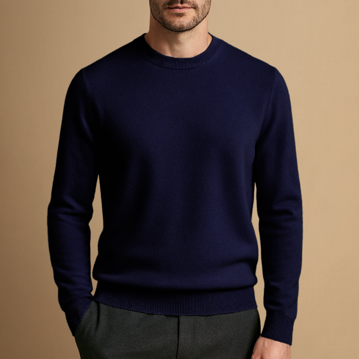 Pull Homme Col Rond Laine Mélangée