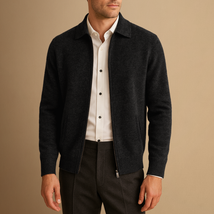 Cardigan Homme Cachemire Zippé Col Polo