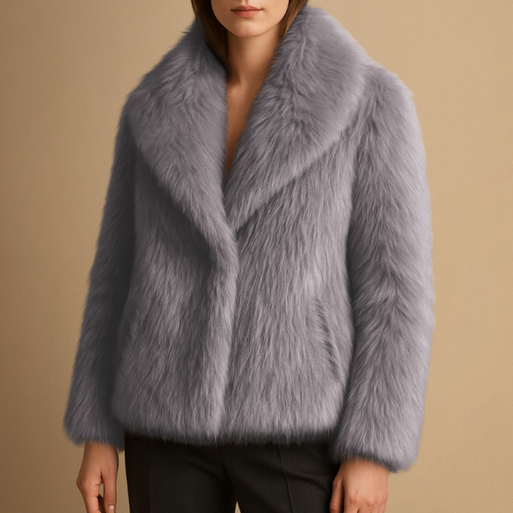 Manteau Femme Fausse Fourrure à Revers