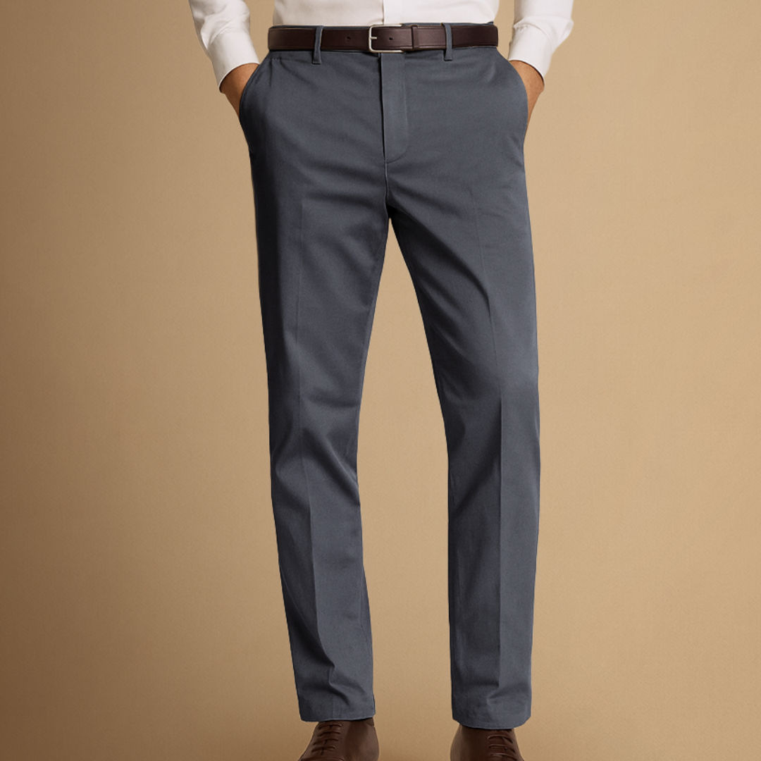 Pantalon Homme Coupe Droite Coton Mélangé