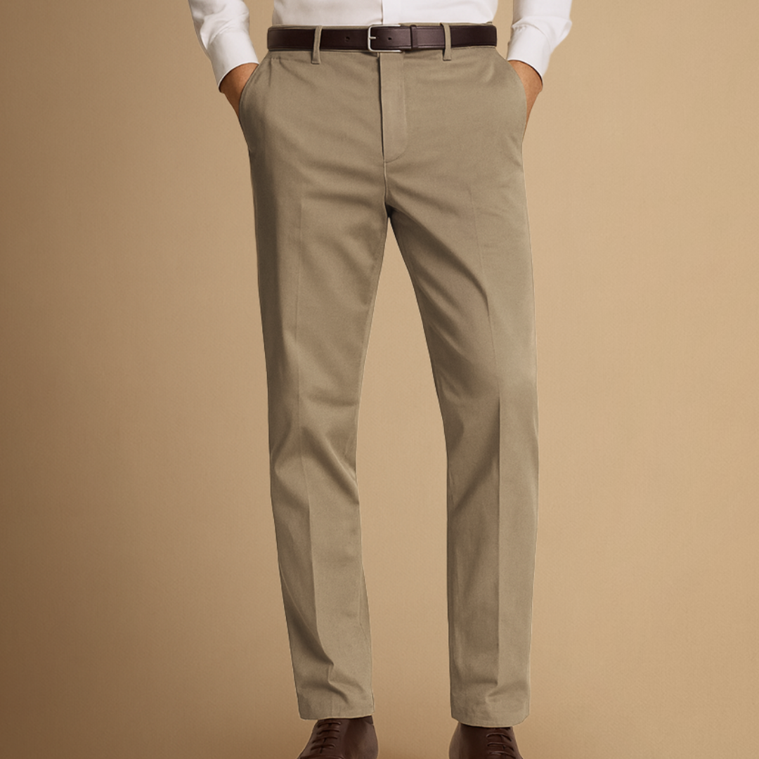 Pantalon Homme Coupe Droite Coton Mélangé