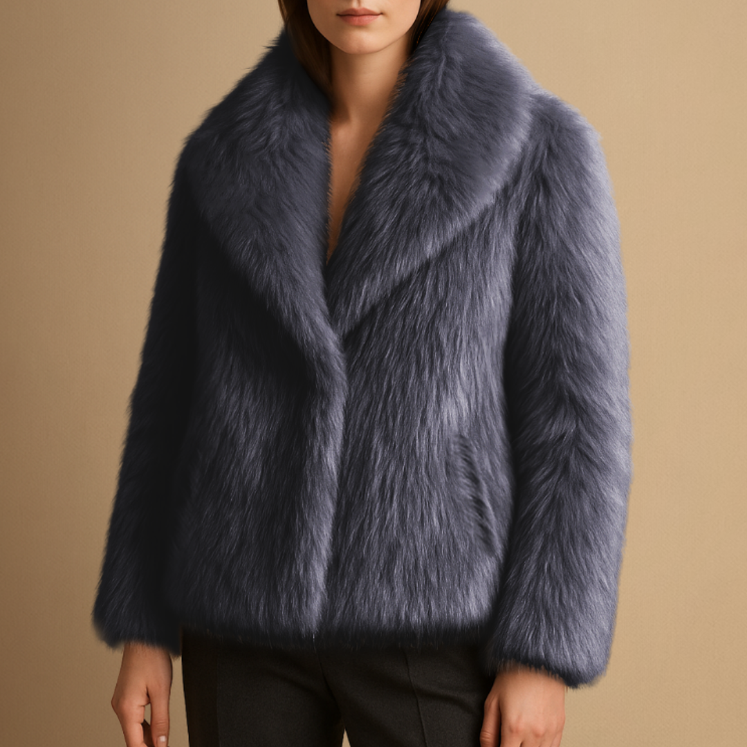 Manteau Femme Fausse Fourrure à Revers