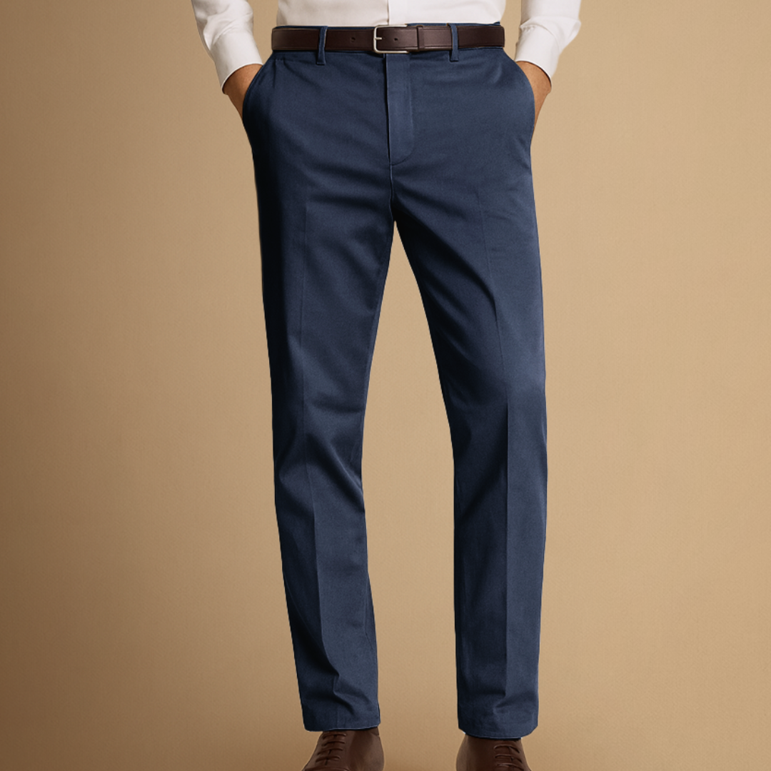 Pantalon Homme Coupe Droite Coton Mélangé