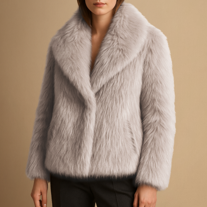 Manteau Femme Fausse Fourrure à Revers