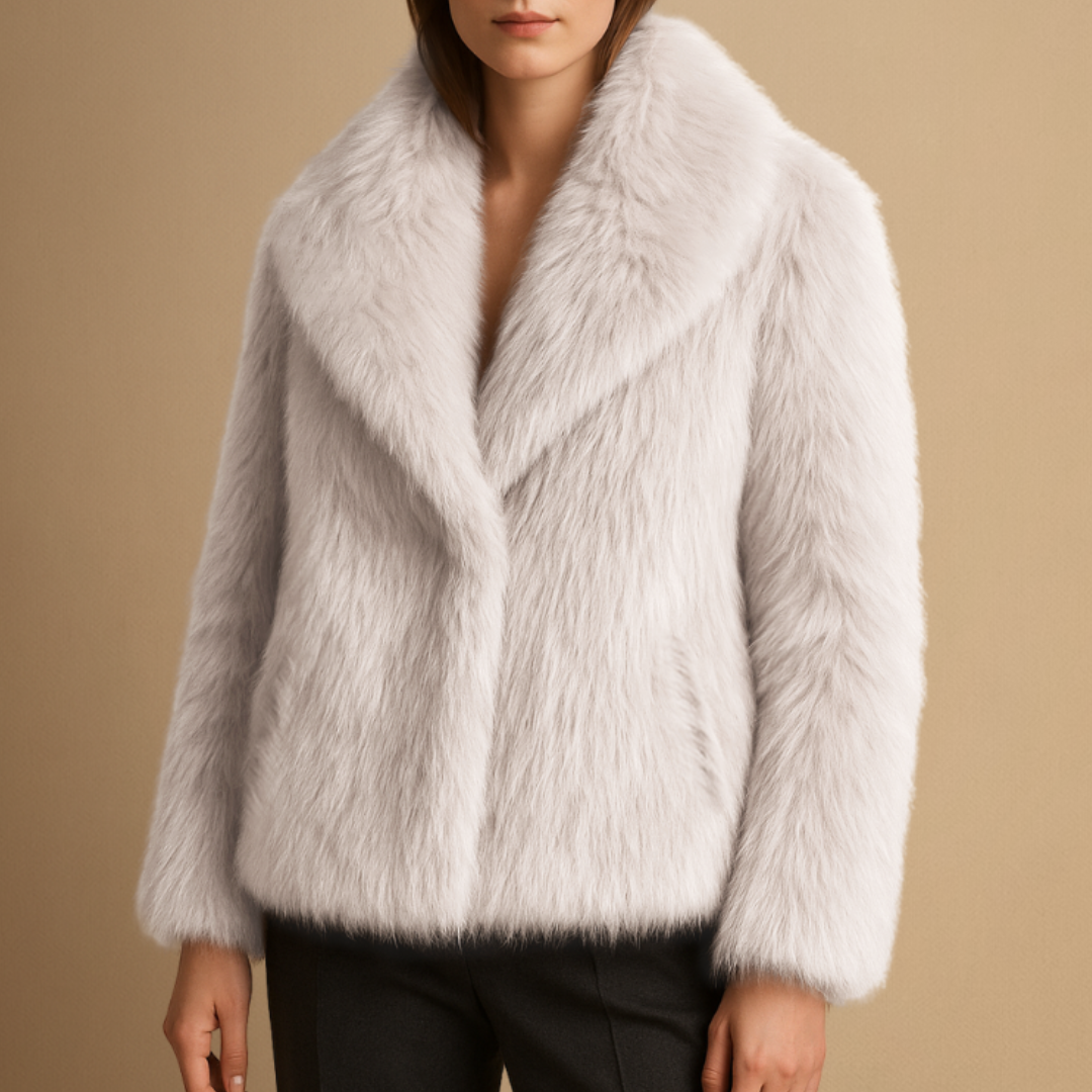 Manteau Femme Fausse Fourrure à Revers