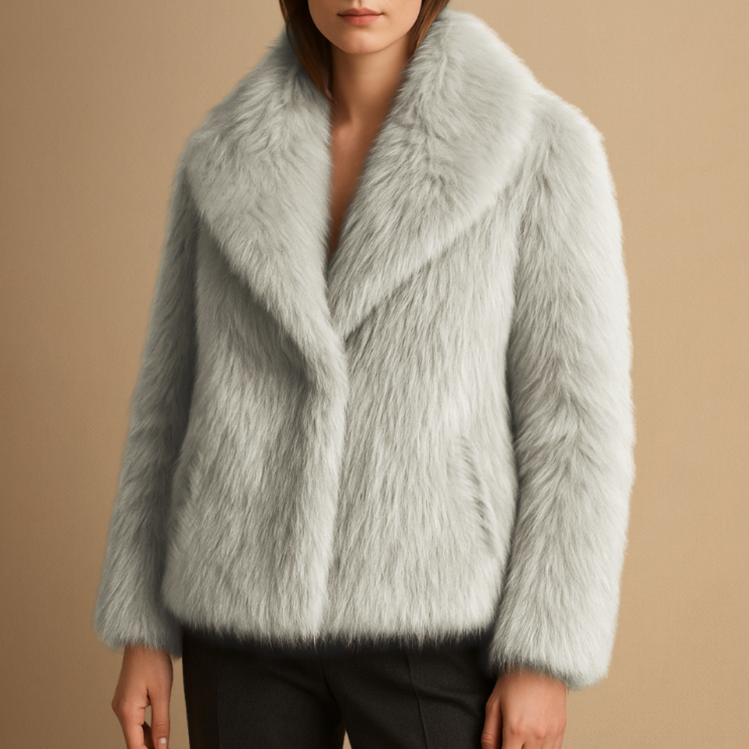 Manteau Femme Fausse Fourrure à Revers