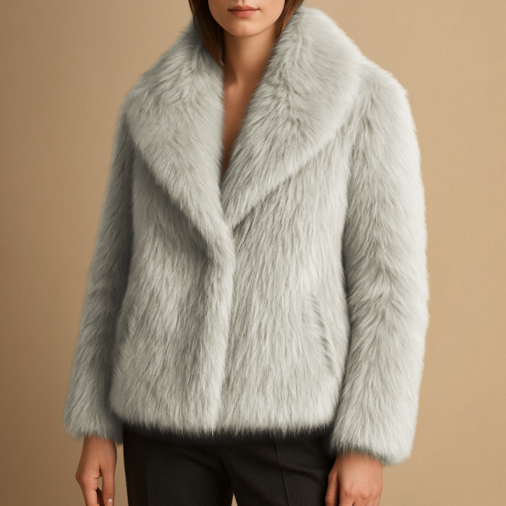 Manteau Femme Fausse Fourrure à Revers