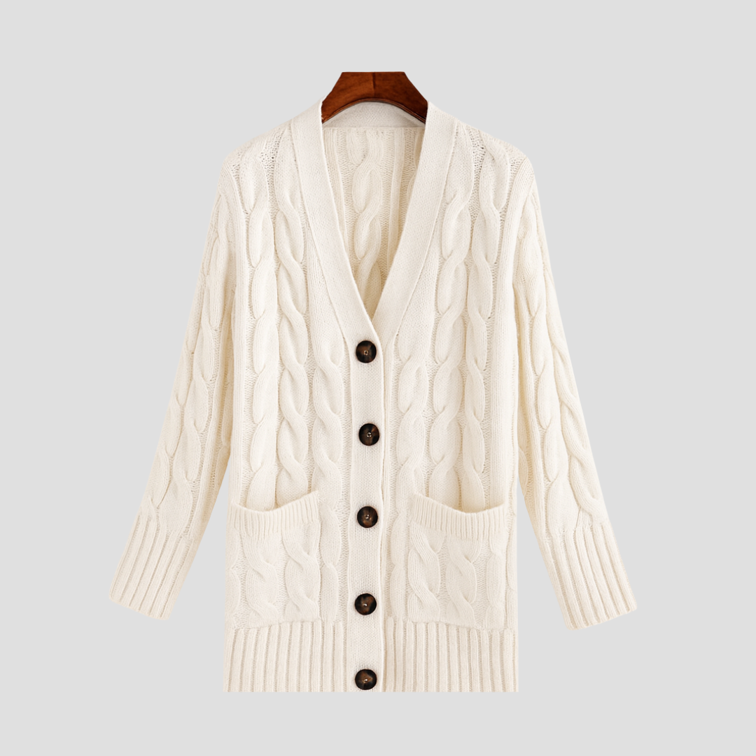 Cardigan Femme Maille Torsadée Boutonné