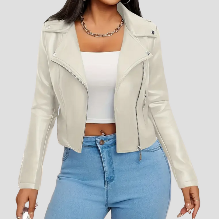 Veste Biker Femme Zippée | Col à Revers