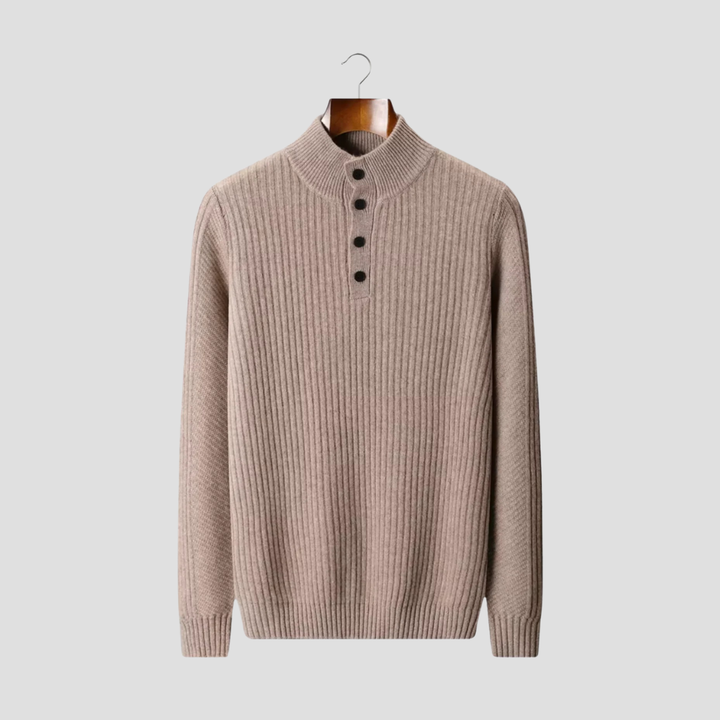 Pull Henley Homme Laine Mérinos Côtelé