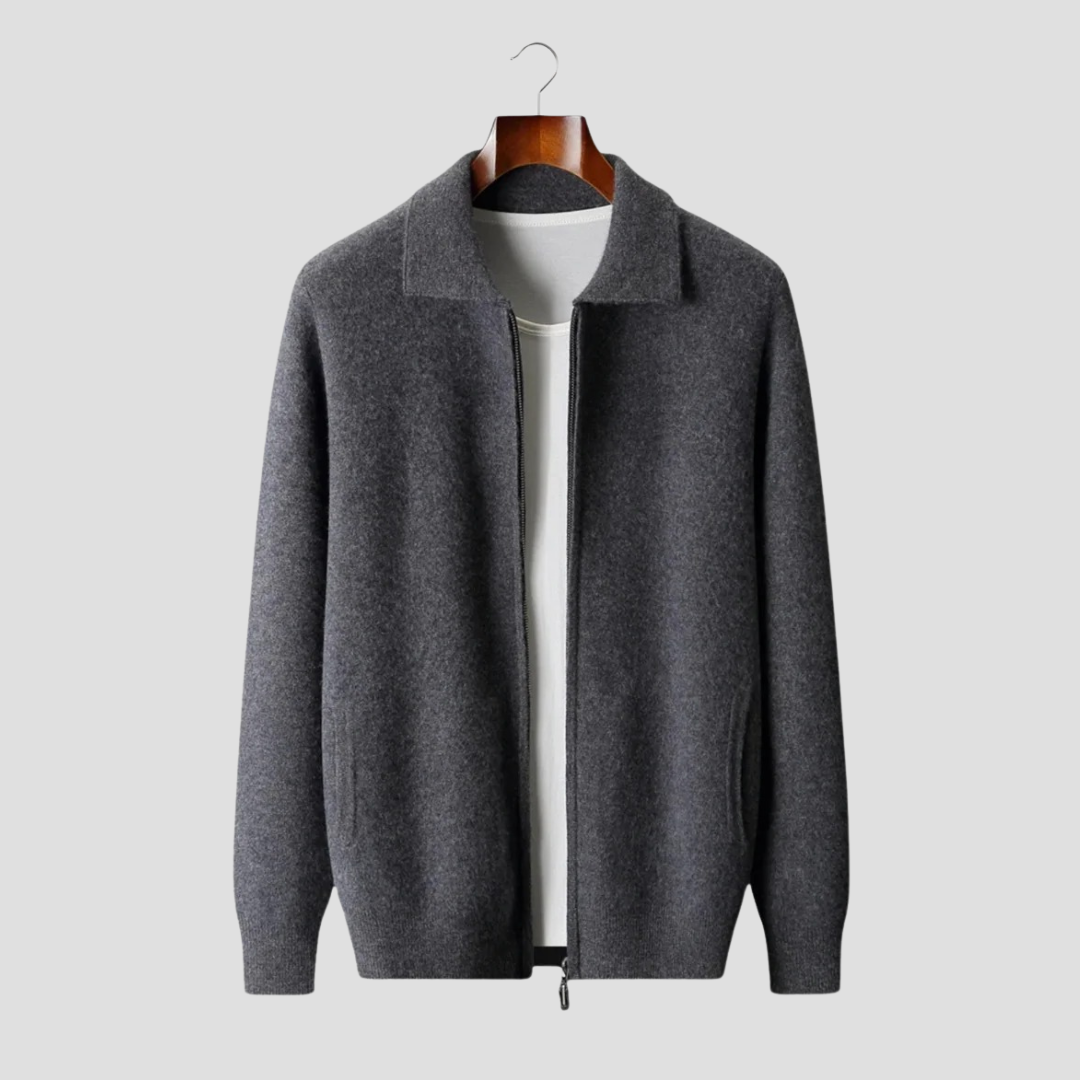Cardigan Homme Cachemire Zippé Col Polo