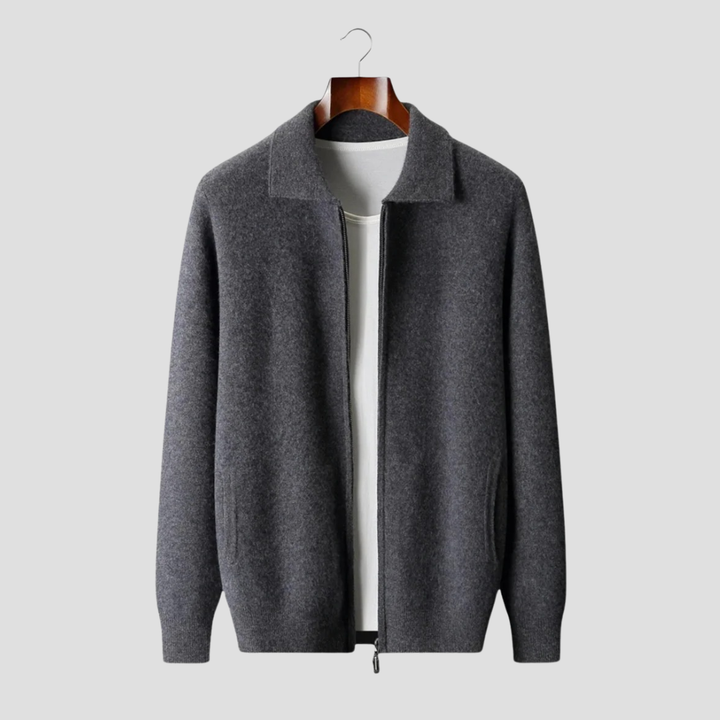 Cardigan Homme Cachemire Zippé Col Polo