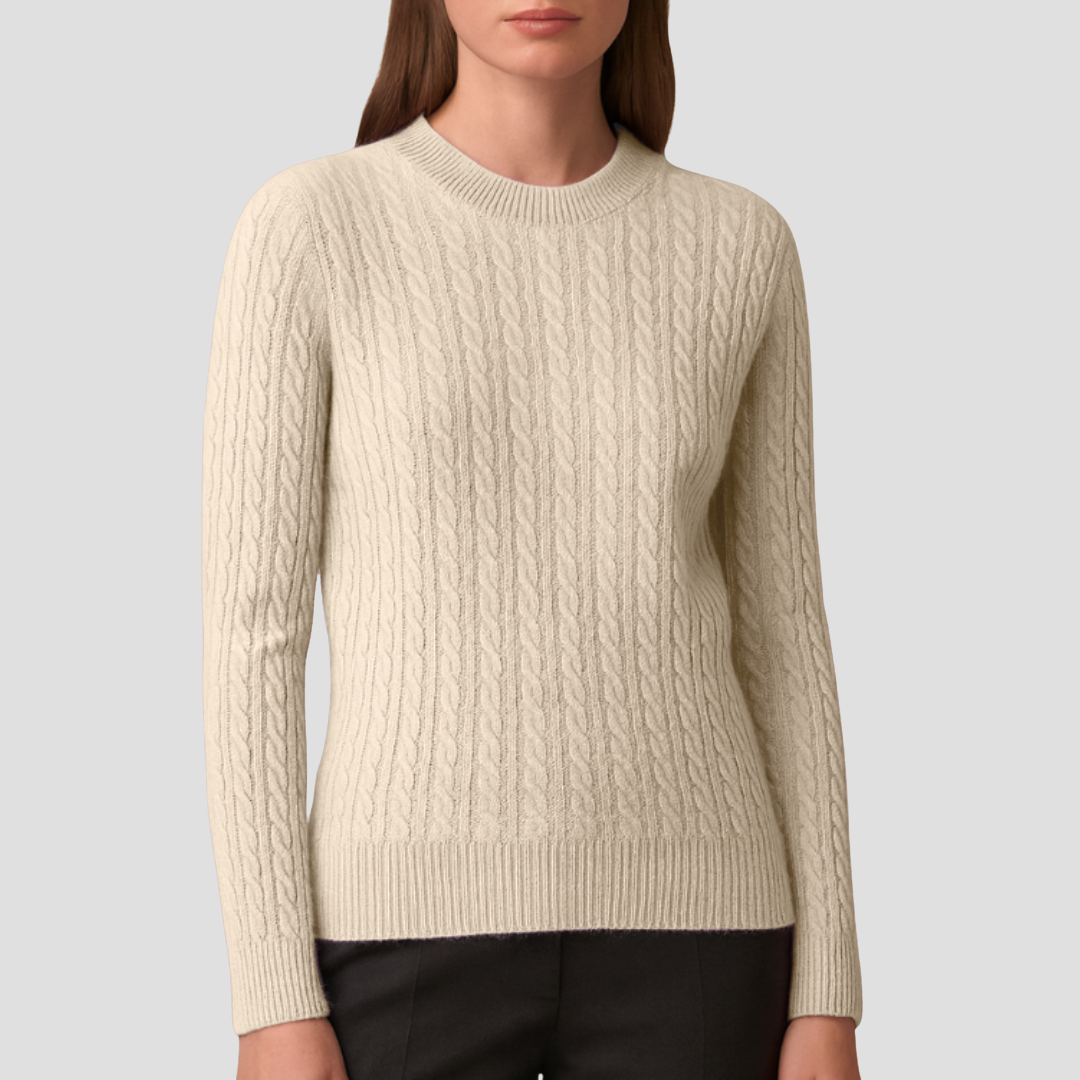 Pull Femme Maille Côtelée Col Rond