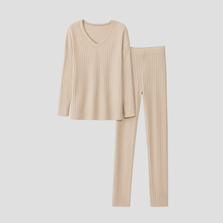 Ensemble Femme 2 Pièces Côtelé Abricot