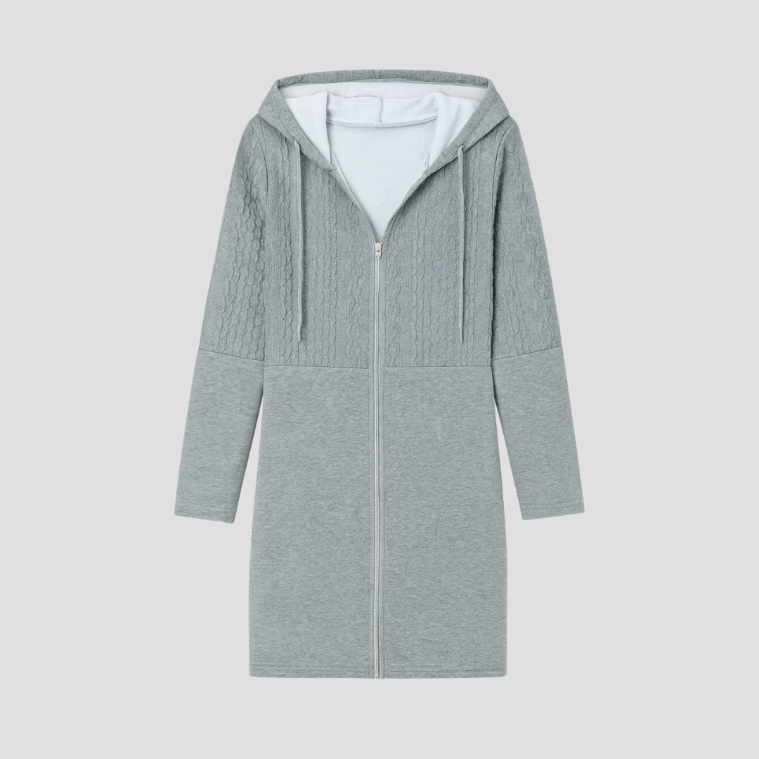 Cardigan Femme à Capuche Zippé | Maille Texturée