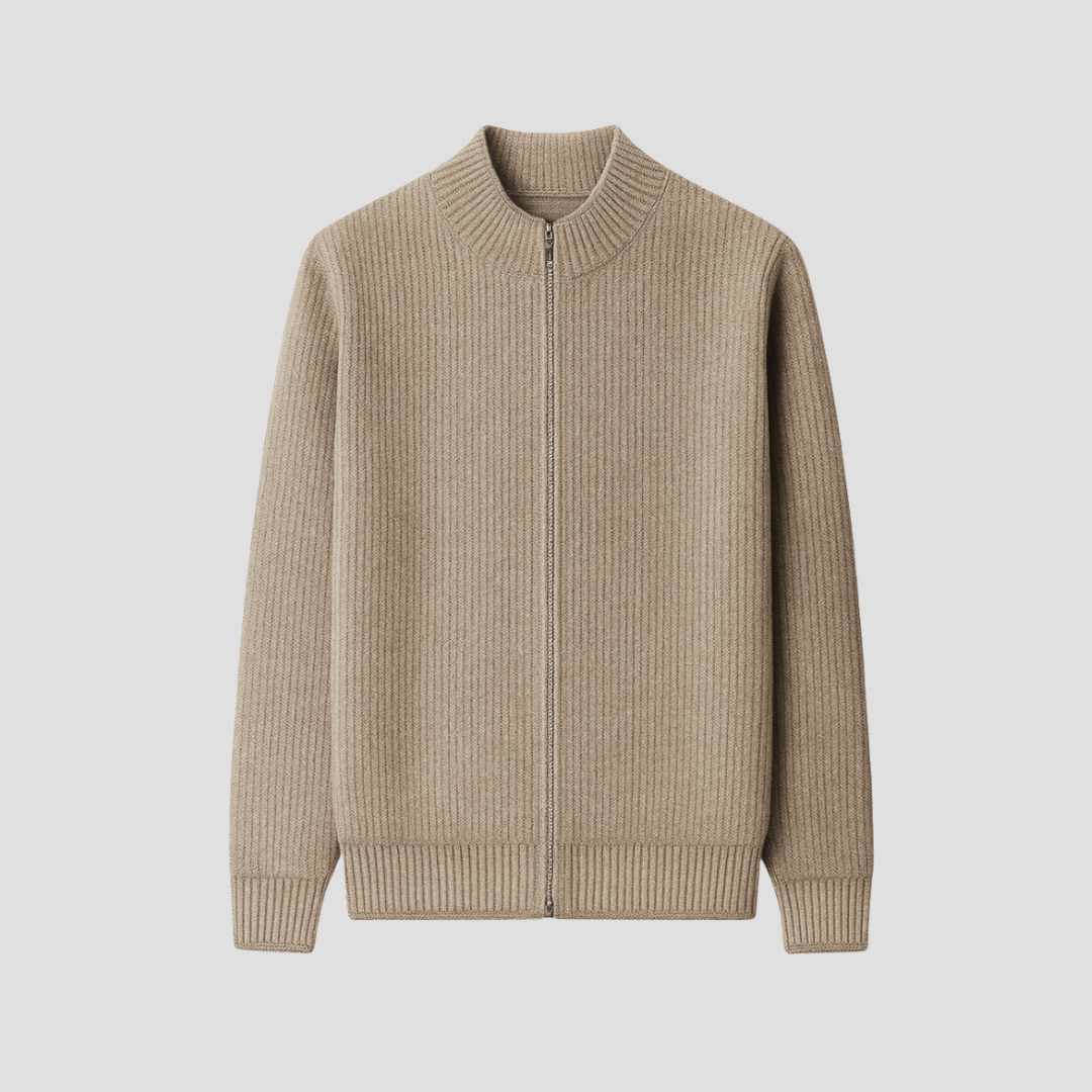 Cardigan Homme Zippé Côtelé