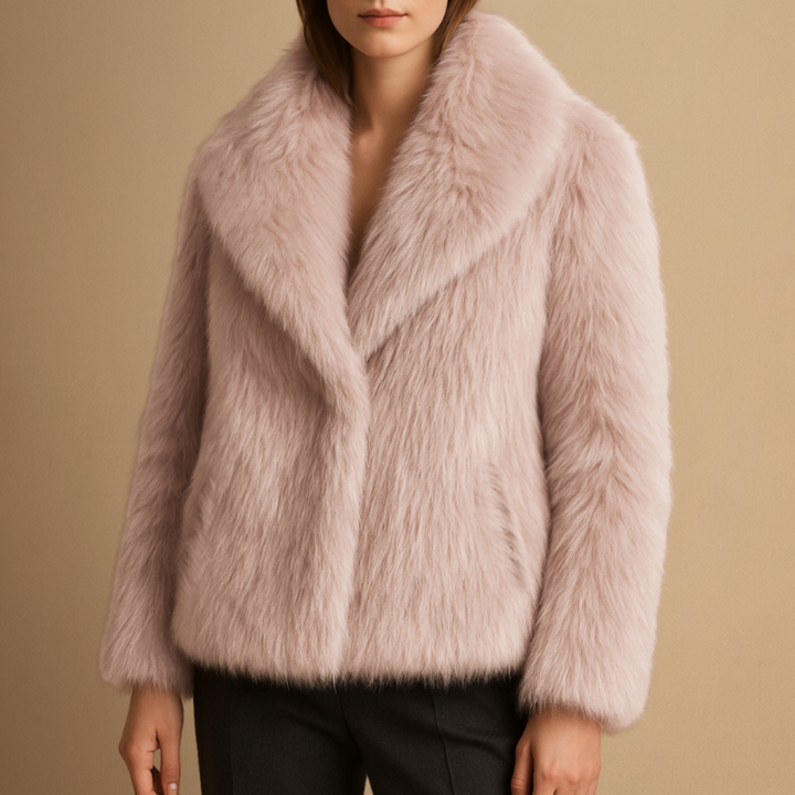 Manteau Femme Fausse Fourrure à Revers