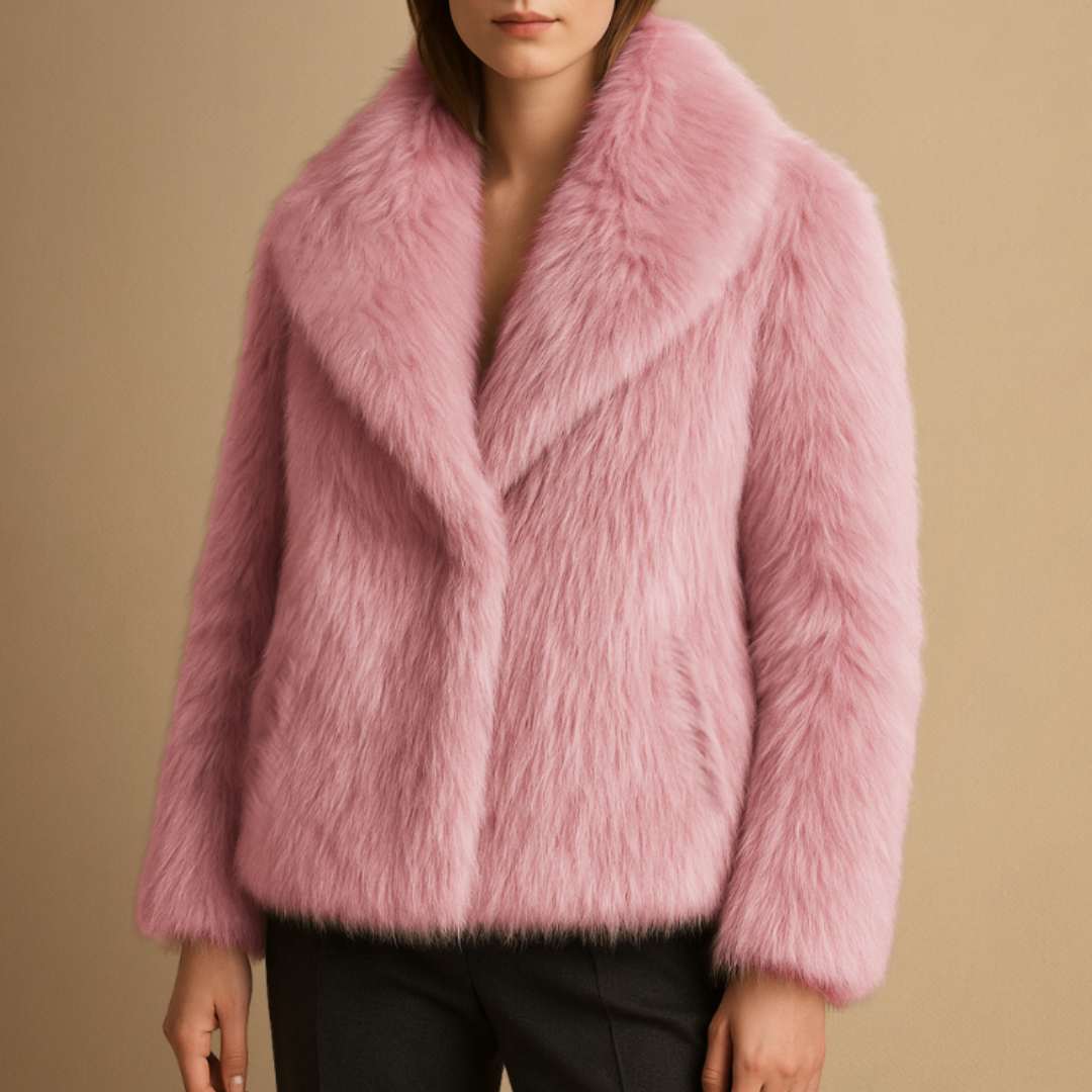 Manteau Femme Fausse Fourrure à Revers