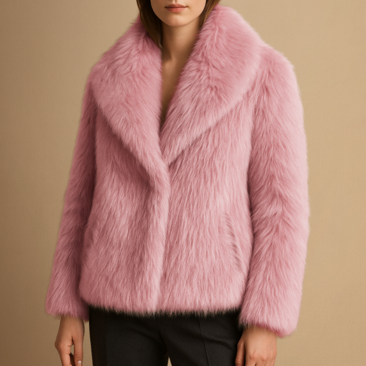 Manteau Femme Fausse Fourrure à Revers