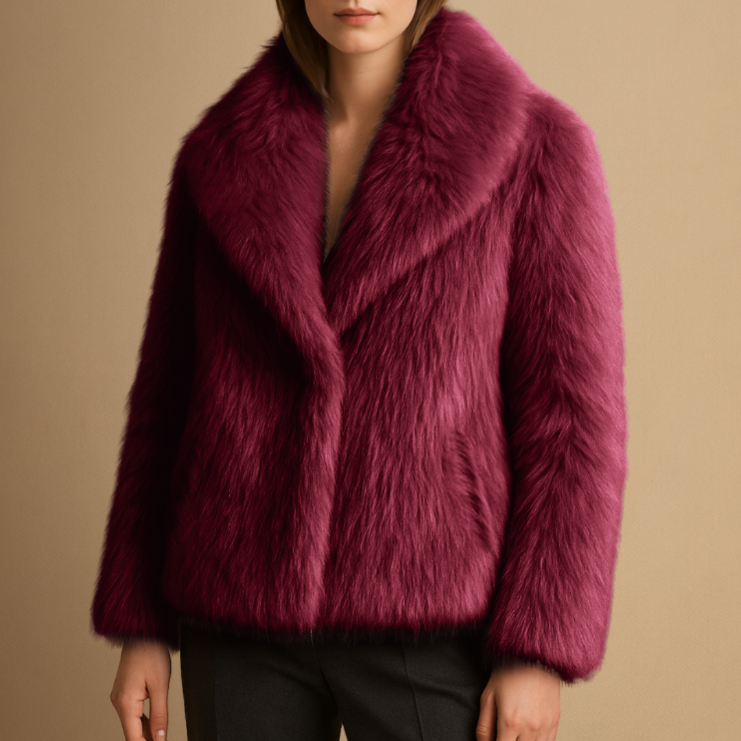 Manteau Femme Fausse Fourrure à Revers