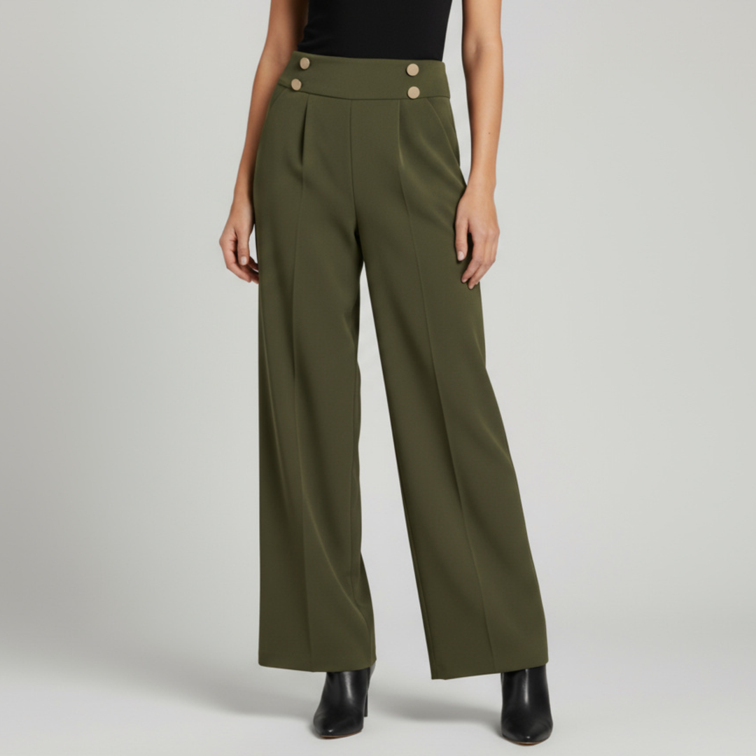 Pantalon Droit Femme Taille Haute