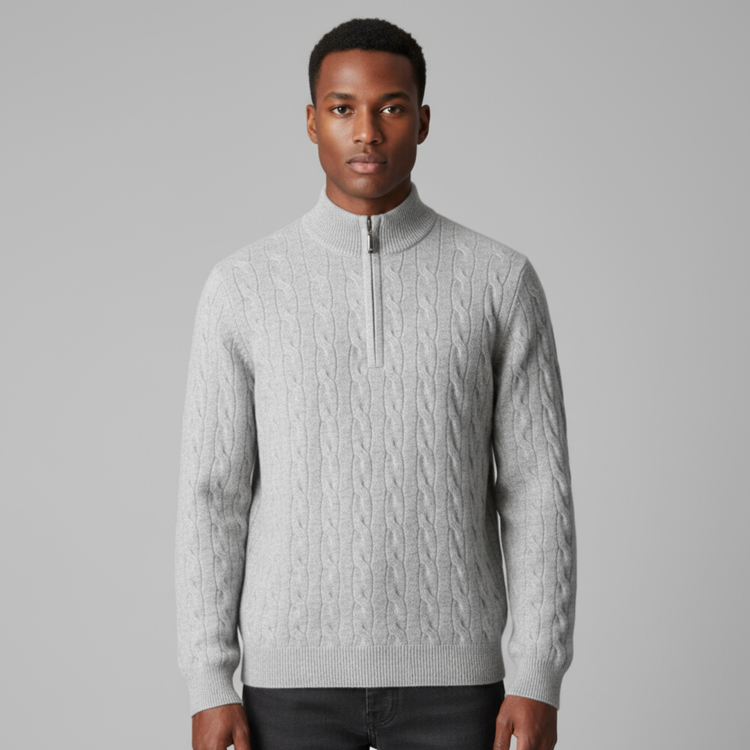 Pull Homme Demi-Zip Torsadé