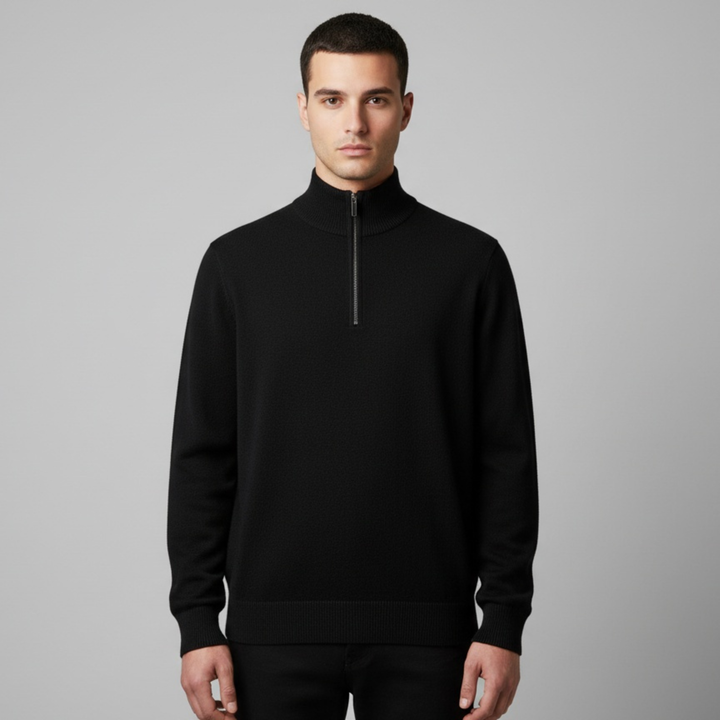Pull Homme Demi-Zip Col Montant Slim