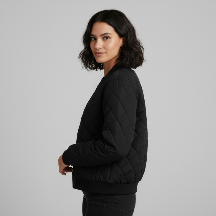Bomber Femme Matelassé Noir