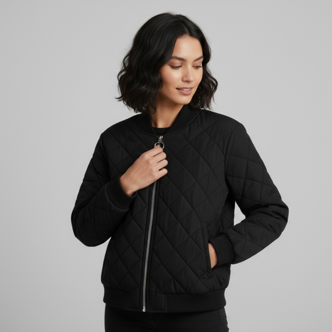 Bomber Femme Matelassé Noir