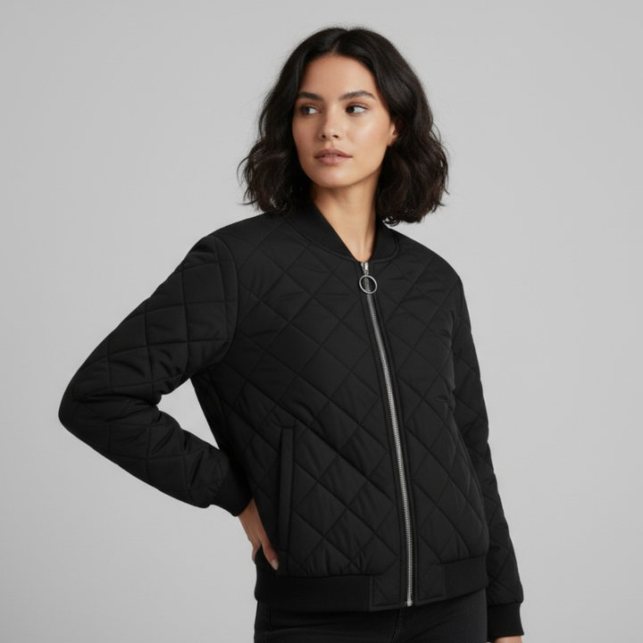 Bomber Femme Matelassé Noir