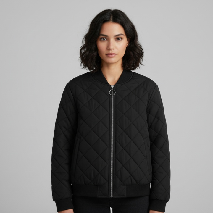 Bomber Femme Matelassé Noir