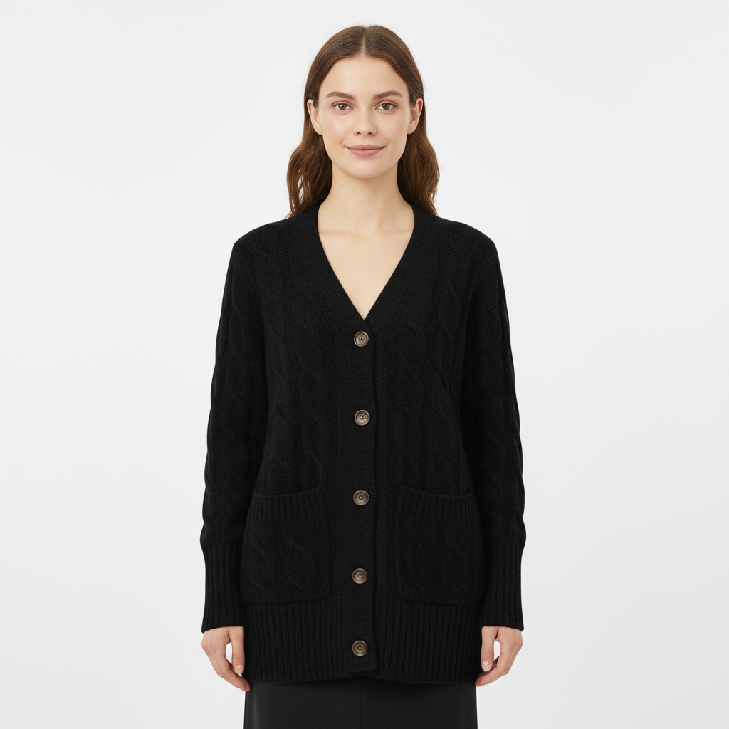 Cardigan Femme Long Maille Torsadée