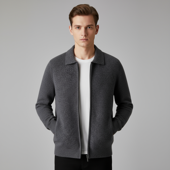 Cardigan Homme Cachemire Zippé Col Polo