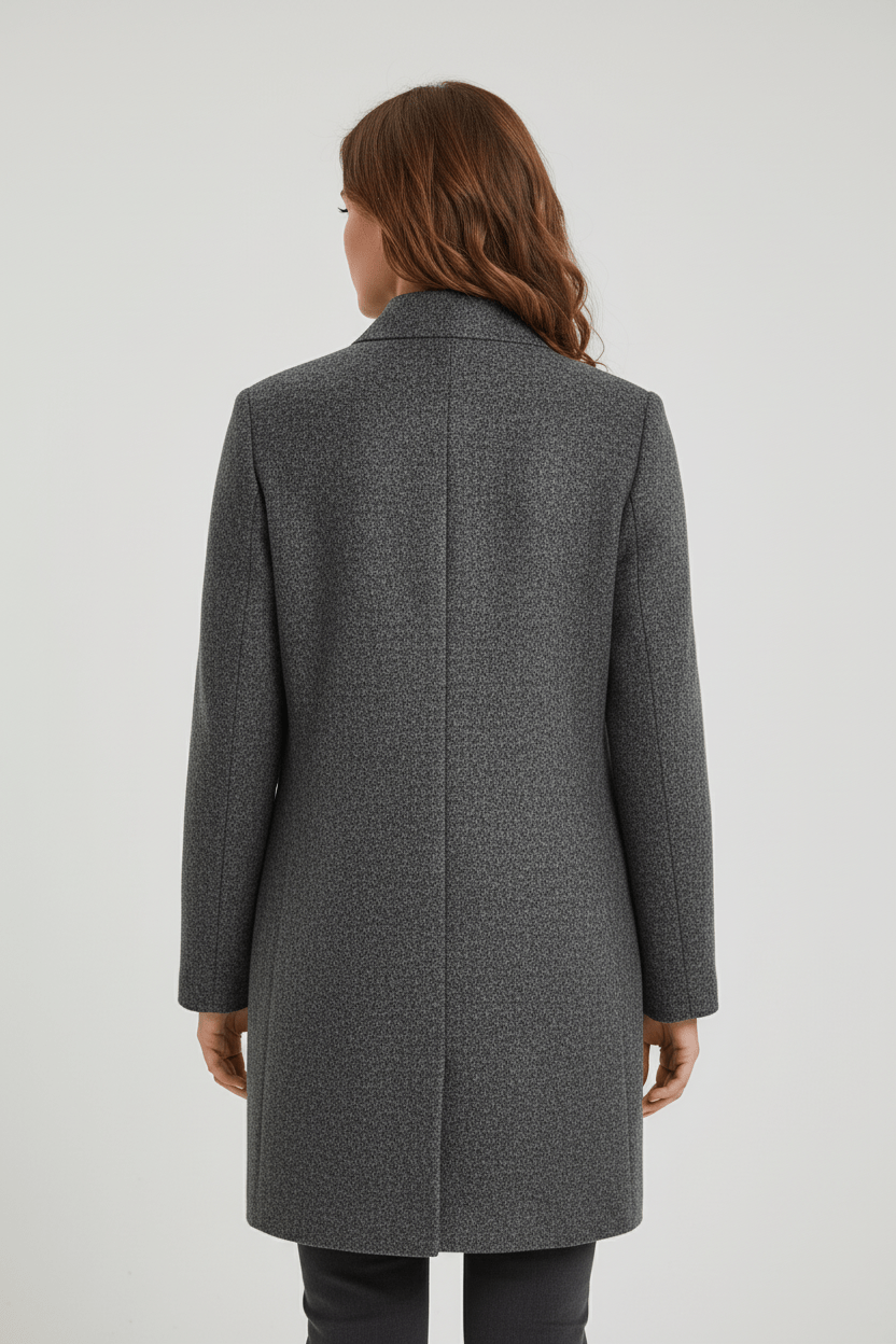 Manteau Femme Laine Mélangée Col Montant