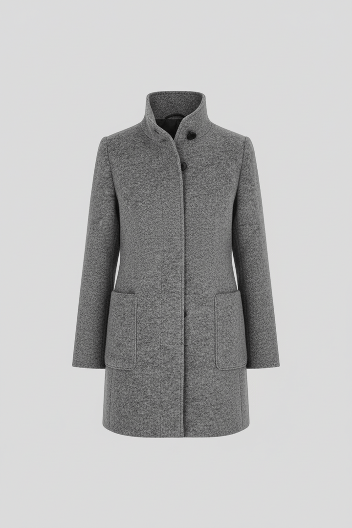 Manteau Femme Laine Mélangée Col Montant