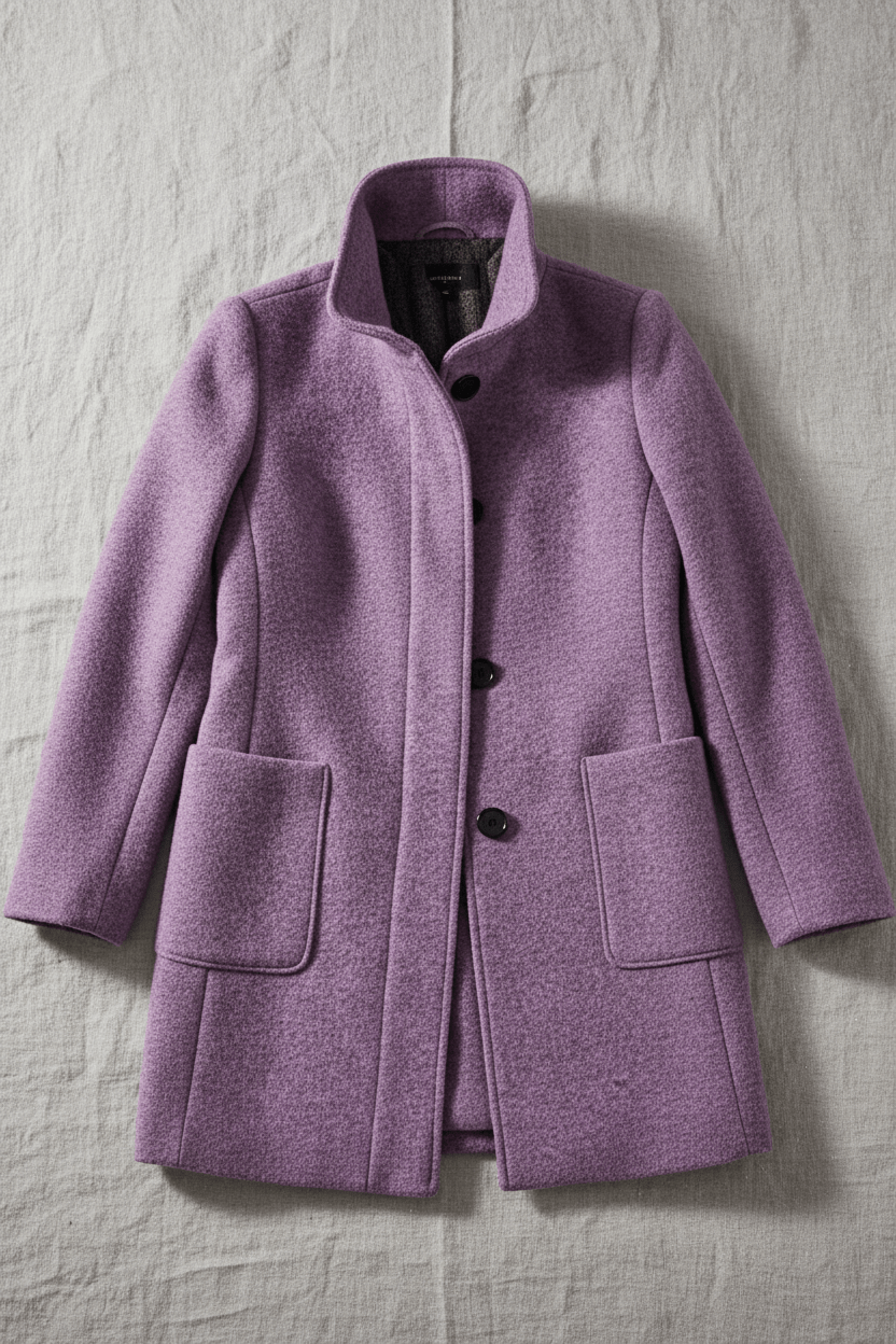 Manteau Femme Laine Mélangée Col Montant