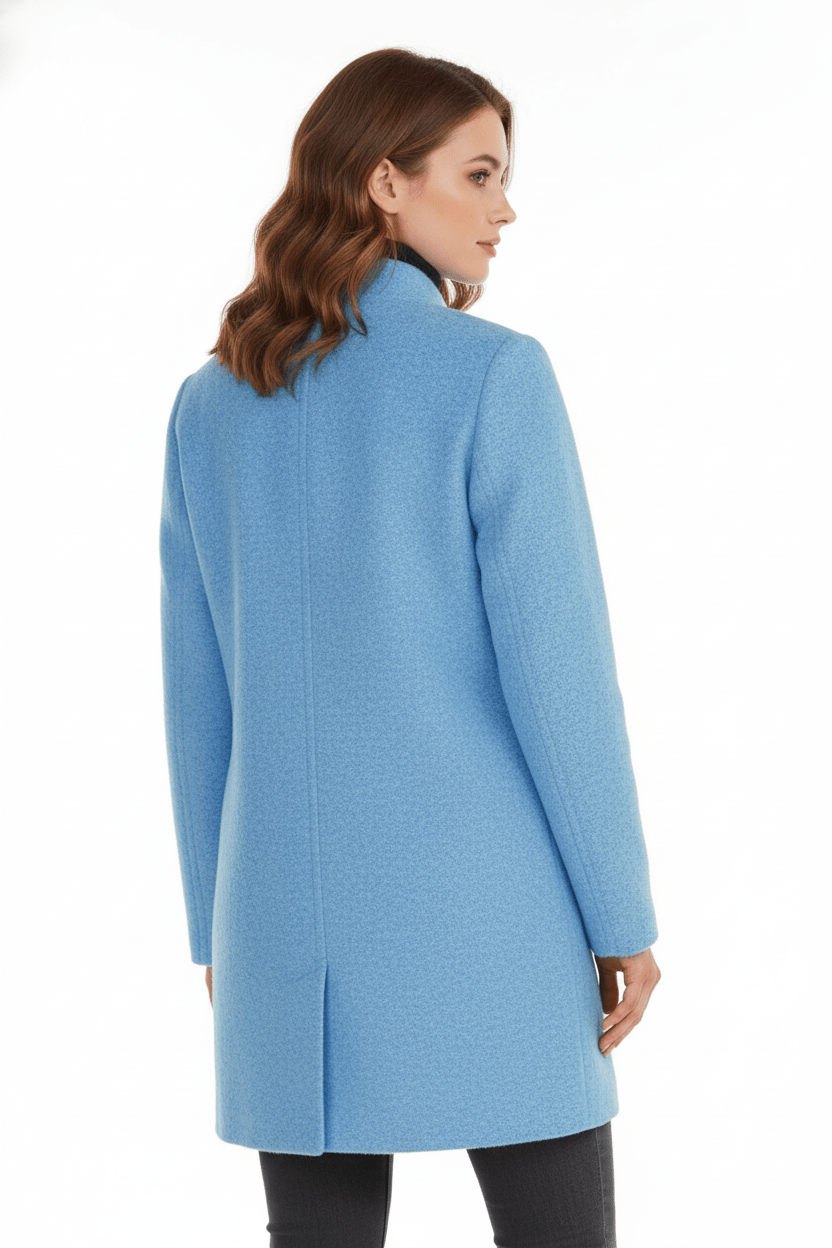 Manteau Femme Laine Mélangée Col Montant
