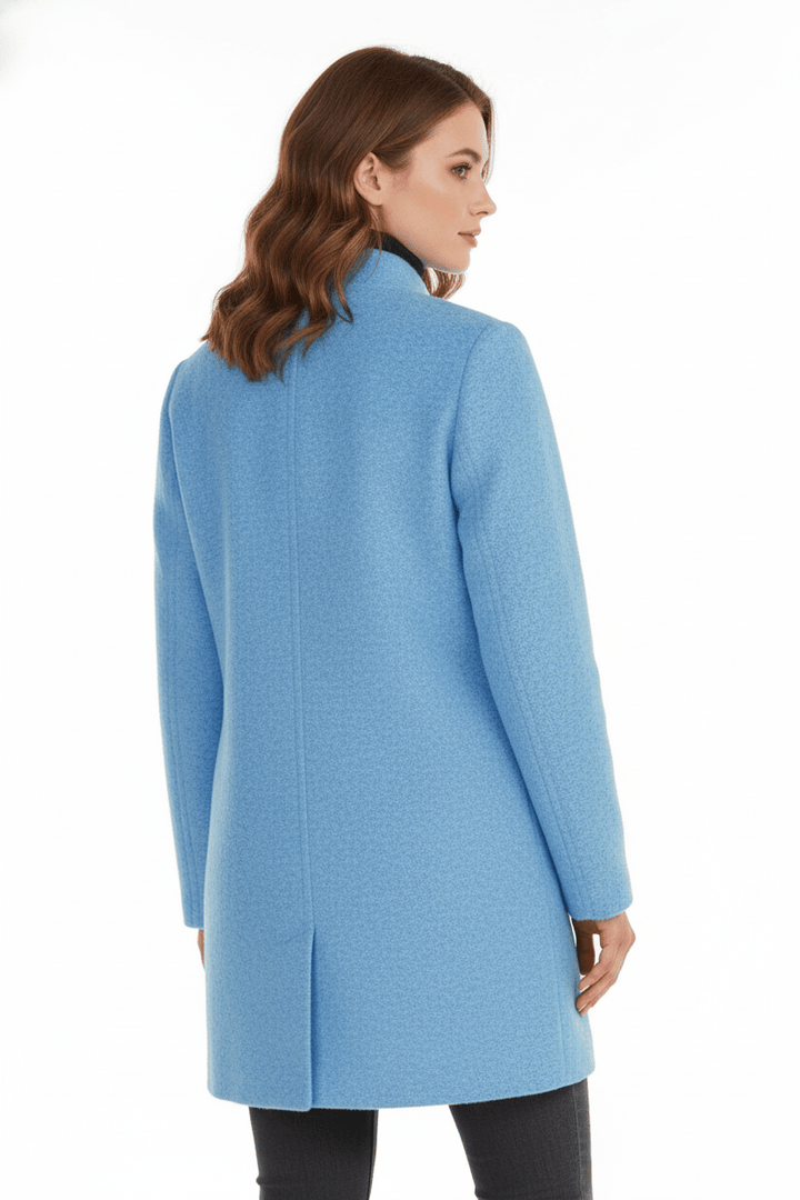 Manteau Femme Laine Mélangée Col Montant