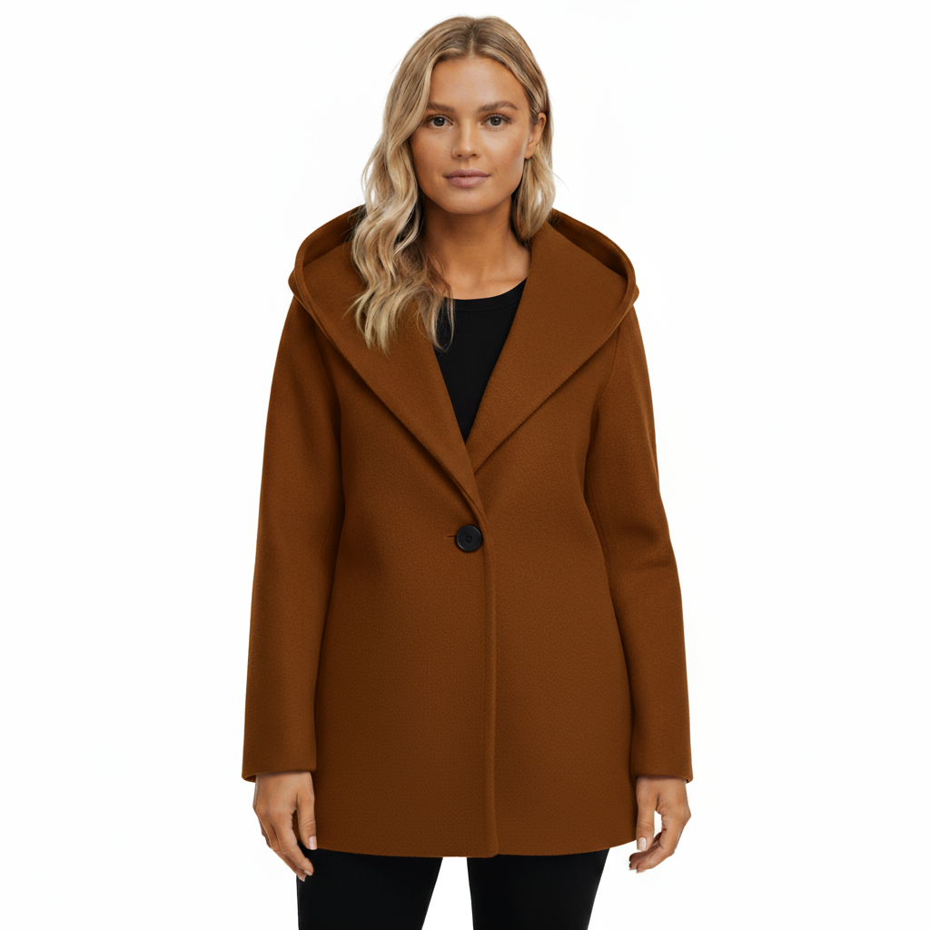 Manteau Femme Laine Mélangée à Capuche