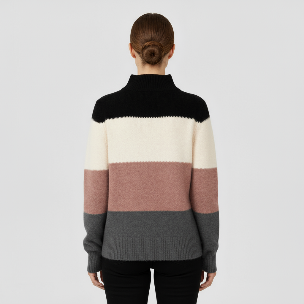 Pull Femme Bicolore Col Montant