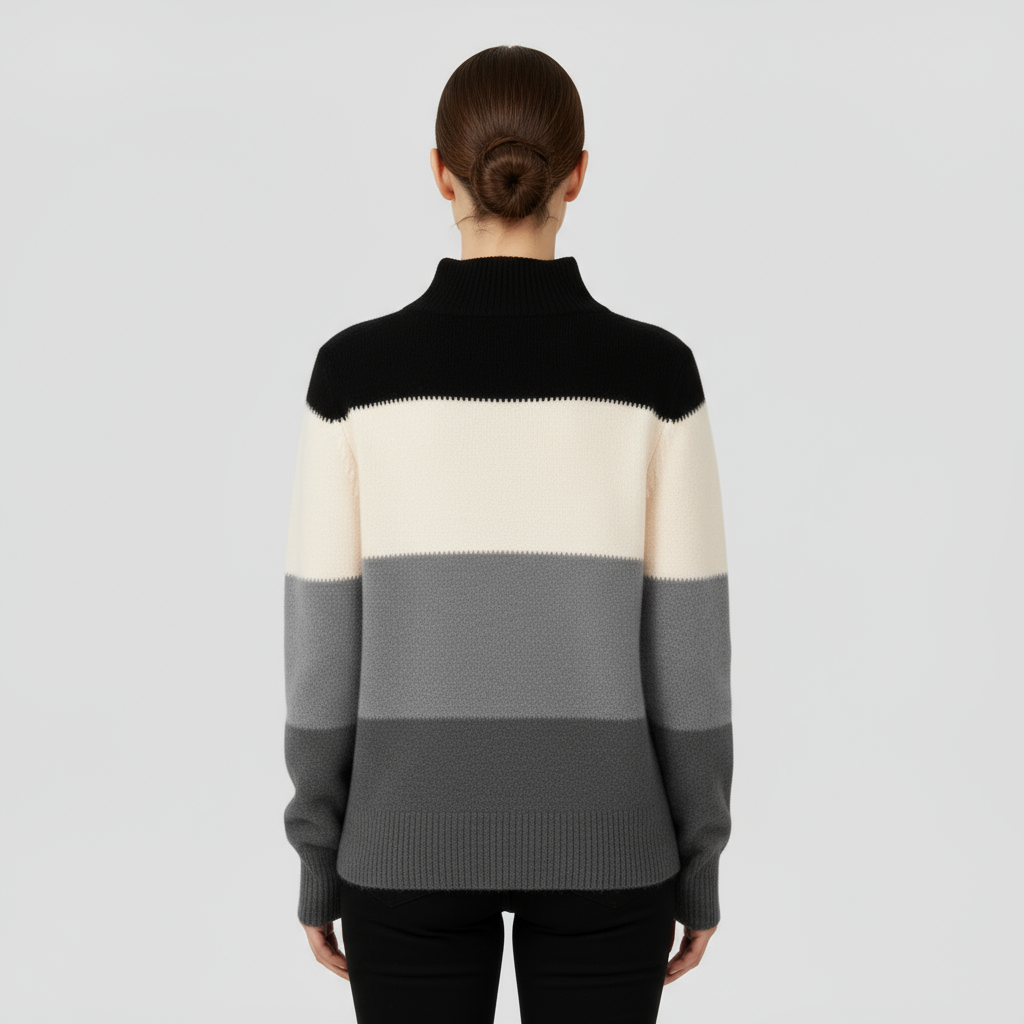 Pull Femme Bicolore Col Montant