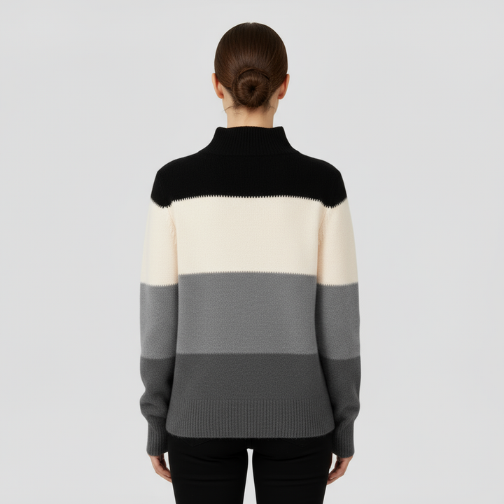 Pull Femme Bicolore Col Montant