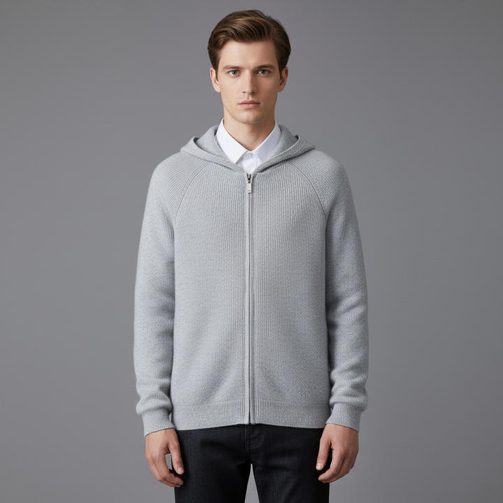 Cardigan Homme Mérinos à Capuche Zippé