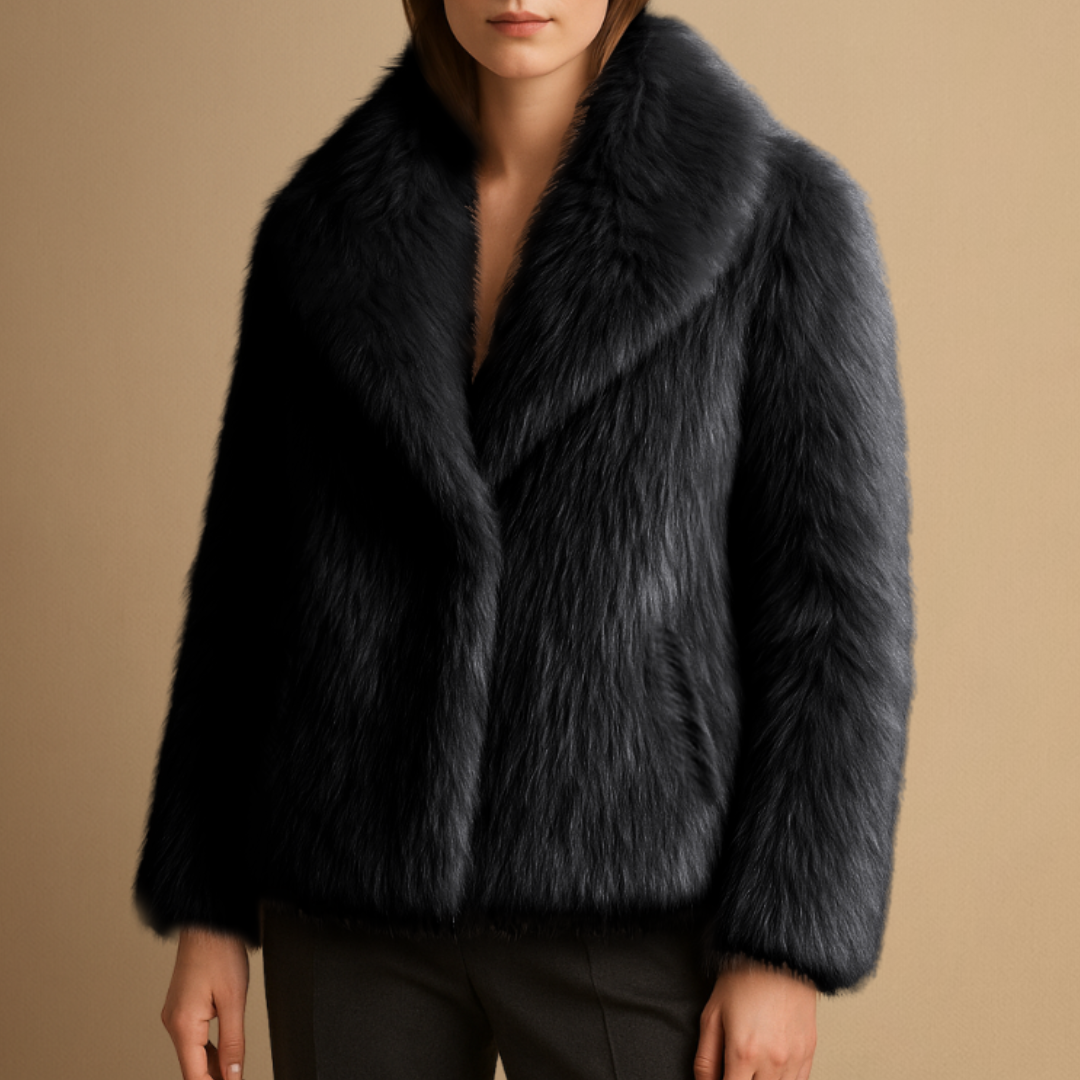 Manteau Femme Fausse Fourrure à Revers