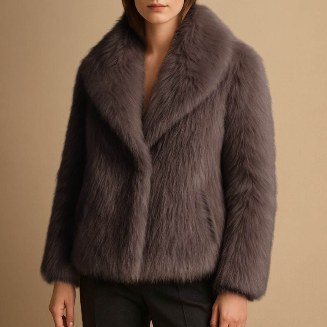 Manteau Femme Fausse Fourrure à Revers