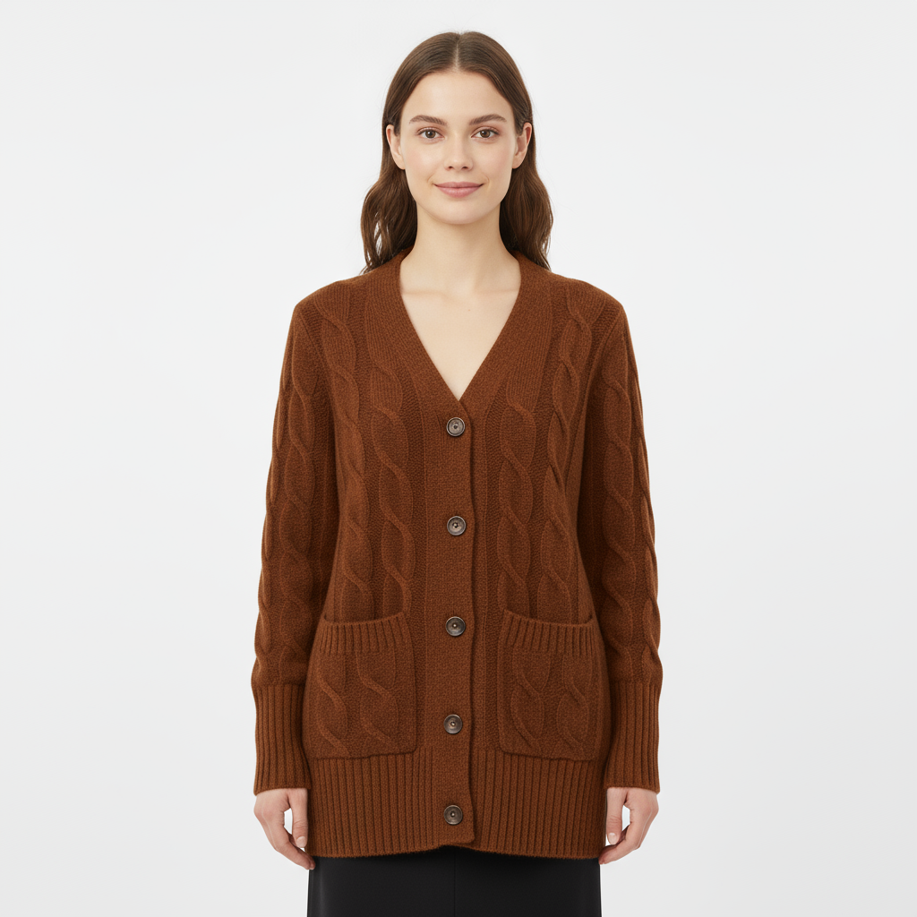 Cardigan Femme Long Maille Torsadée