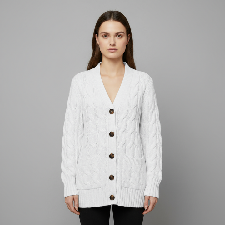 Cardigan Femme Maille Torsadée Boutonné