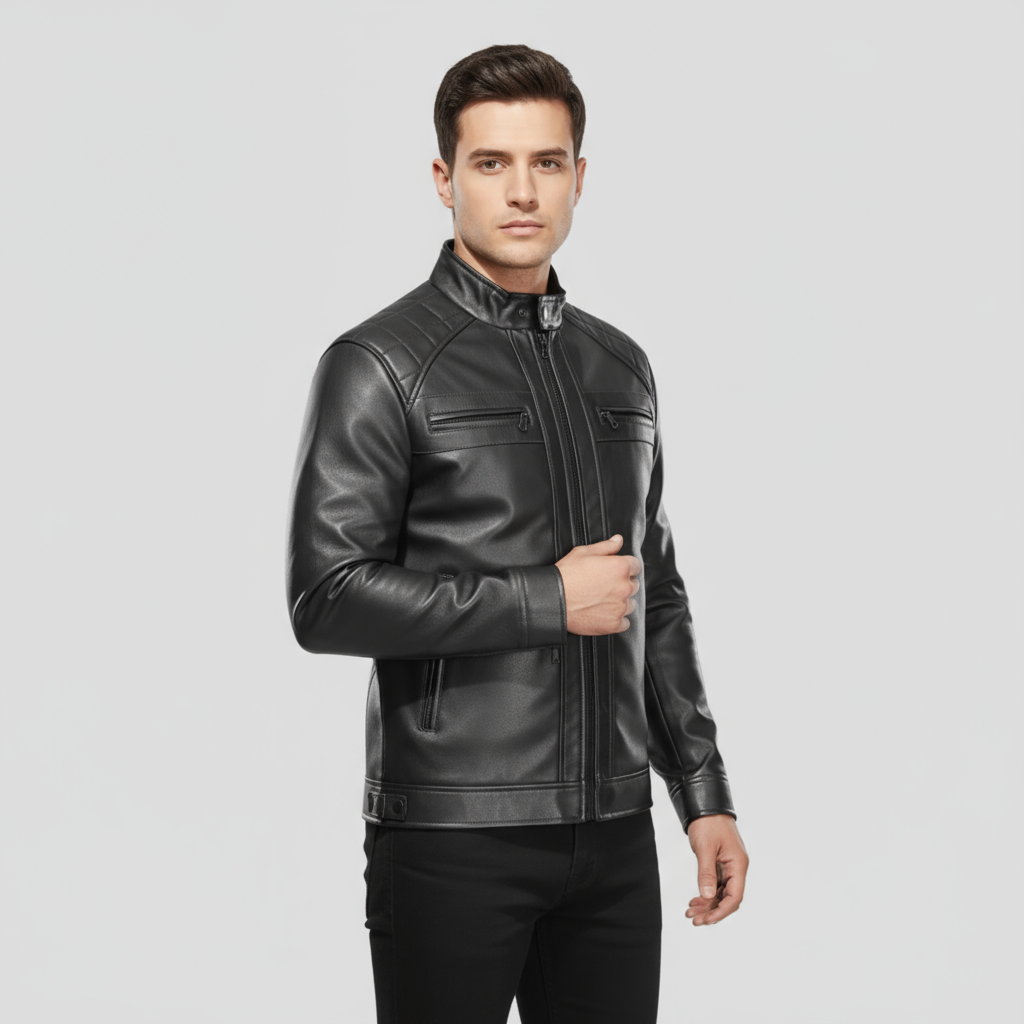 Veste Motard Homme Zippée Rétro